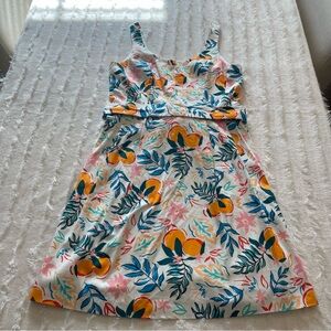NWT Anne Klein sz 8 ivory and tropical oranges print sleeveless dress